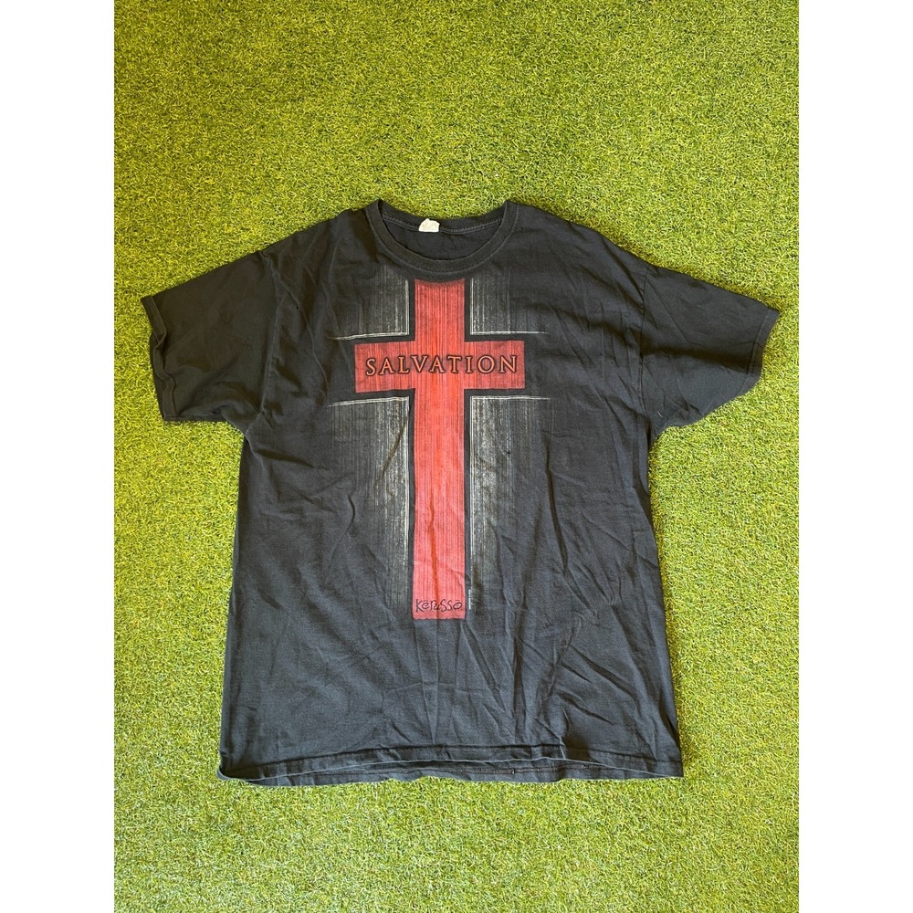 Kerusso T Shirt Mens XL Black Salvation Cross Jesus Christ Of Nazareth Graphic‎